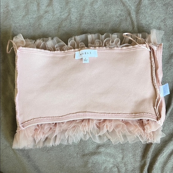 MABLE Soft Pink Ruffle cropped Tube Top size L - Picture 7 of 11